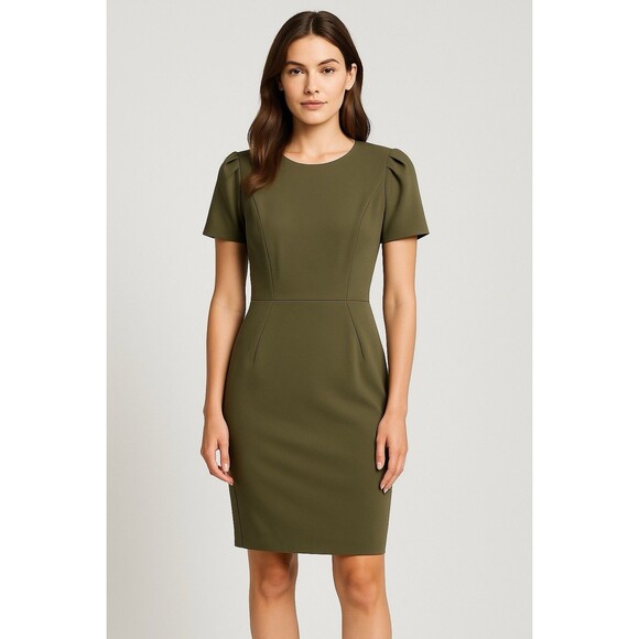 Calvin Klein Women’s Olive Green Sheath Dress Size 8 - Picture 1 of 9